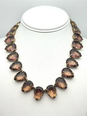 J. Crew Purple Gold Bronzed Teardrop Necklace